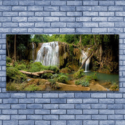 Canvas Kunstdruck Wasserfall Fluss Wald Natur