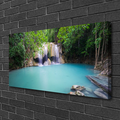 Canvas Kunstdruck Wasserfall Waldsee Natur