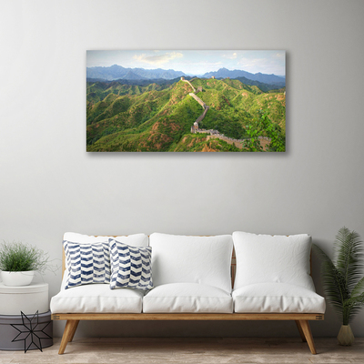 Canvas Kunstdruck Chinesische Mauer Berge Landschaft