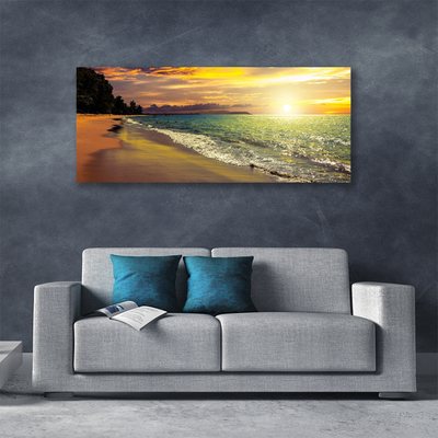 Canvas Kunstdruck Sonne Strand Meer Baum Landschaft