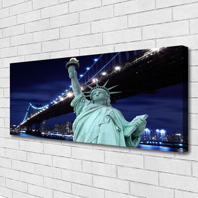 Canvas Kunstdruck Brücke Freiheitsstatue Architektur
