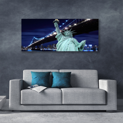 Canvas Kunstdruck Brücke Freiheitsstatue Architektur