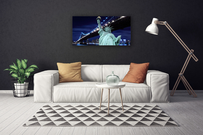 Canvas Kunstdruck Brücke Freiheitsstatue Architektur