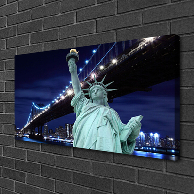 Canvas Kunstdruck Brücke Freiheitsstatue Architektur