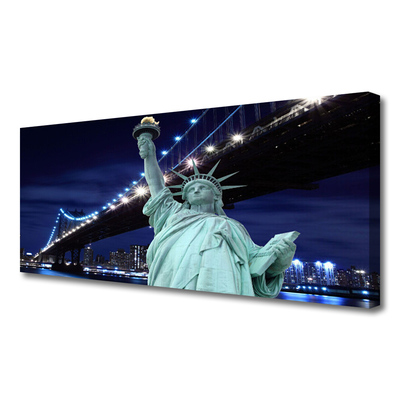 Canvas Kunstdruck Brücke Freiheitsstatue Architektur