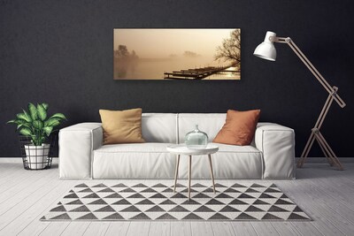 Canvas Kunstdruck Brücke Wasser Nebel Landschaft