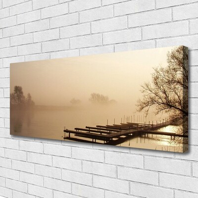Canvas Kunstdruck Brücke Wasser Nebel Landschaft