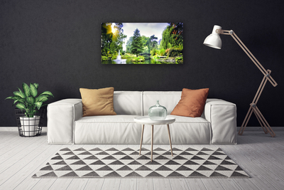 Canvas Kunstdruck Wald Wasserfsll Sonne Natur