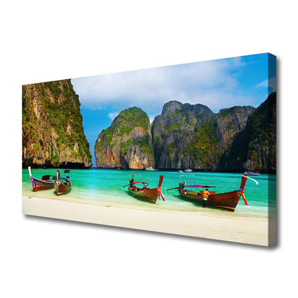 Canvas Kunstdruck Strand Meer Gebirge Landschaft