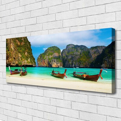 Canvas Kunstdruck Strand Meer Gebirge Landschaft