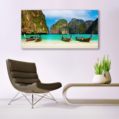 Canvas Kunstdruck Strand Meer Gebirge Landschaft