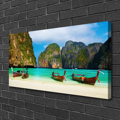 Canvas Kunstdruck Strand Meer Gebirge Landschaft