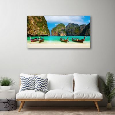 Canvas Kunstdruck Strand Meer Gebirge Landschaft