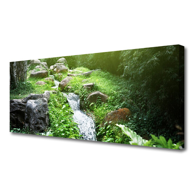 Canvas Kunstdruck Bach Gras Steine Natur