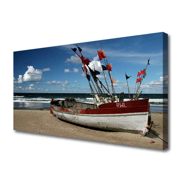 Canvas Kunstdruck Meer Strand Boot Landschaft