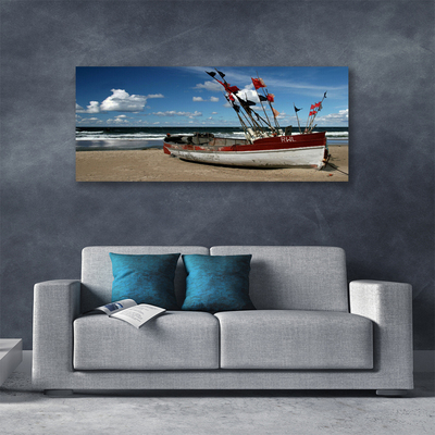 Canvas Kunstdruck Meer Strand Boot Landschaft