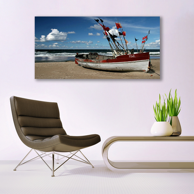 Canvas Kunstdruck Meer Strand Boot Landschaft