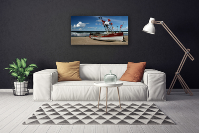 Canvas Kunstdruck Meer Strand Boot Landschaft