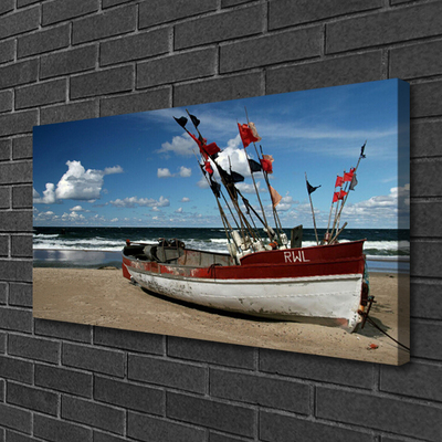 Canvas Kunstdruck Meer Strand Boot Landschaft