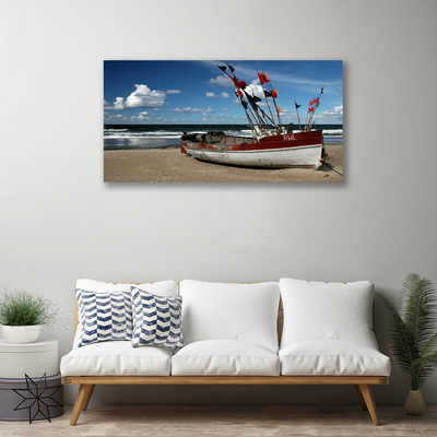 Canvas Kunstdruck Meer Strand Boot Landschaft