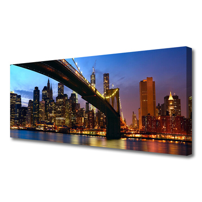 Canvas Kunstdruck Brücke Stadt Wasser Architektur