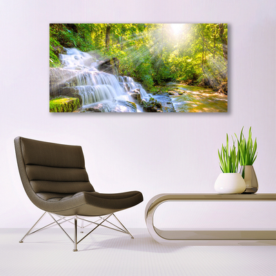Canvas Kunstdruck Wasserfall Wald Natur