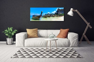 Canvas Kunstdruck Boote Meer Strand Landschaft