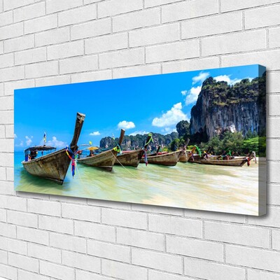 Canvas Kunstdruck Boote Meer Strand Landschaft