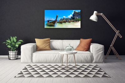 Canvas Kunstdruck Boote Meer Strand Landschaft