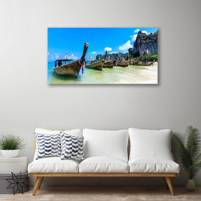 Canvas Kunstdruck Boote Meer Strand Landschaft