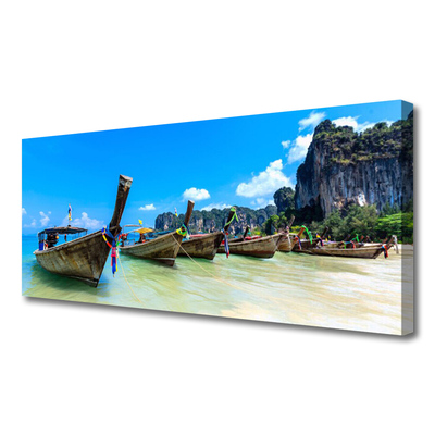 Canvas Kunstdruck Boote Meer Strand Landschaft