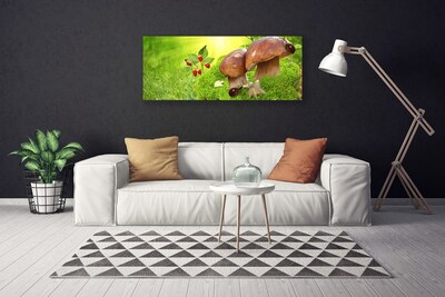Canvas Kunstdruck Pilze Gras Walderdbeeren Natur