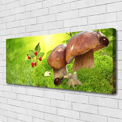 Canvas Kunstdruck Pilze Gras Walderdbeeren Natur