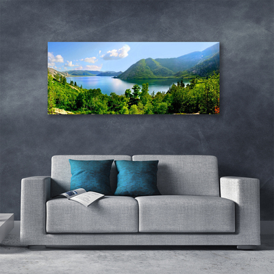Canvas Kunstdruck Wald See Gebirge Landschaft