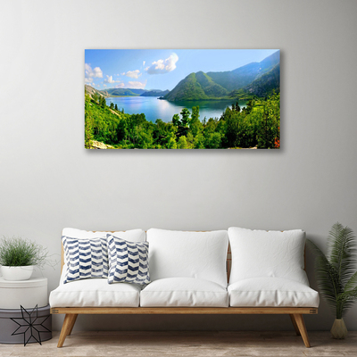Canvas Kunstdruck Wald See Gebirge Landschaft
