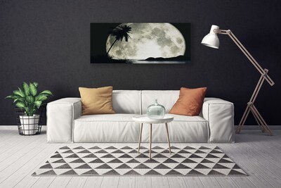 Canvas Kunstdruck Nacht Mond Palme Landschaft