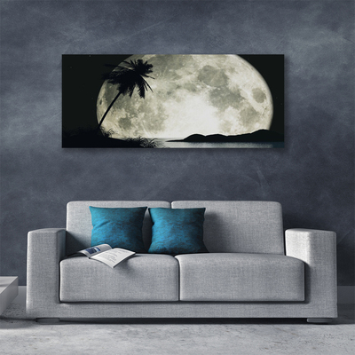 Canvas Kunstdruck Nacht Mond Palme Landschaft