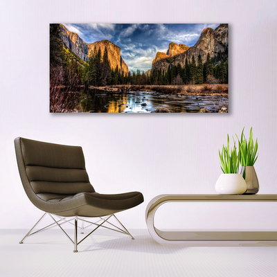 Canvas Kunstdruck Gebirge Wald See Natur