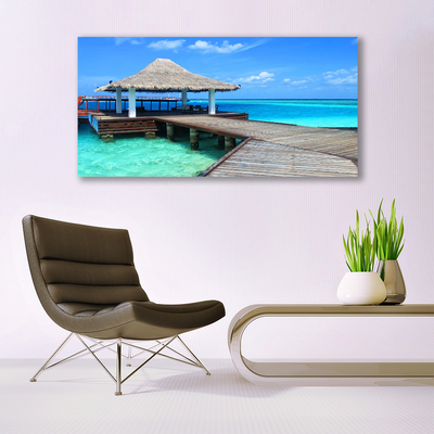 Canvas Kunstdruck Meer Brücke Architektur