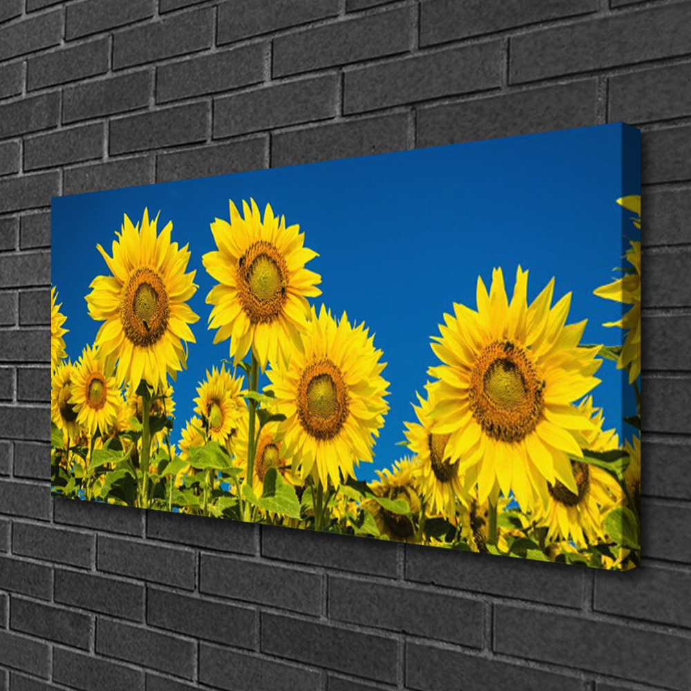 Tulup Leinwand-Bilder Wandbild Canvas Kunstdruck 125x50 Sonnenblumen Pflanzen 