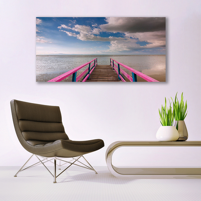 Canvas Kunstdruck Brücke Meer Architektur