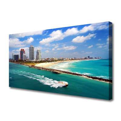 Canvas Kunstdruck Meer Strand Stadt Landschaft