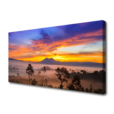 Canvas Kunstdruck Bäume Nebel Landschaft