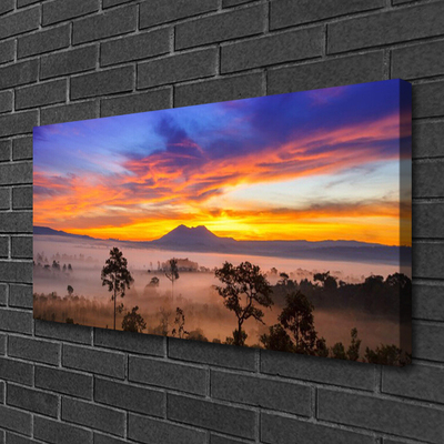 Canvas Kunstdruck Bäume Nebel Landschaft