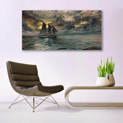 Canvas Kunstdruck Meer Boot Landschaft