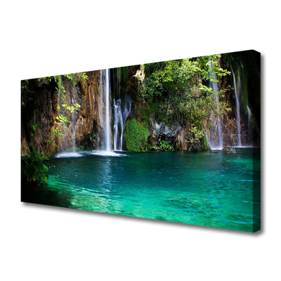 Leinwand-Bilder 100x50 Wandbild Canvas Kunstdruck See Wasserfall Natur 