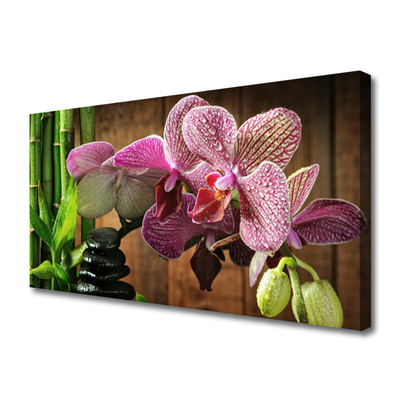 Canvas Kunstdruck Blumen Bambus Steine Pflanzen