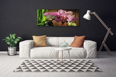 Canvas Kunstdruck Blumen Bambus Steine Pflanzen