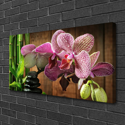Canvas Kunstdruck Blumen Bambus Steine Pflanzen