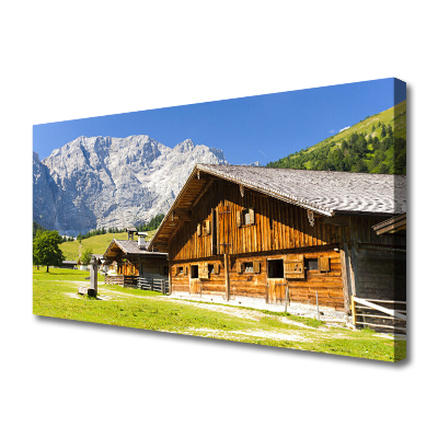 Canvas Kunstdruck Haus Gebirge Landschaft